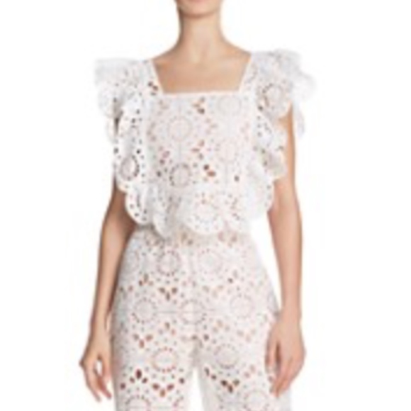 Red Carter Eyelet Lace Adair Top in White XS - Picture 5 of 5